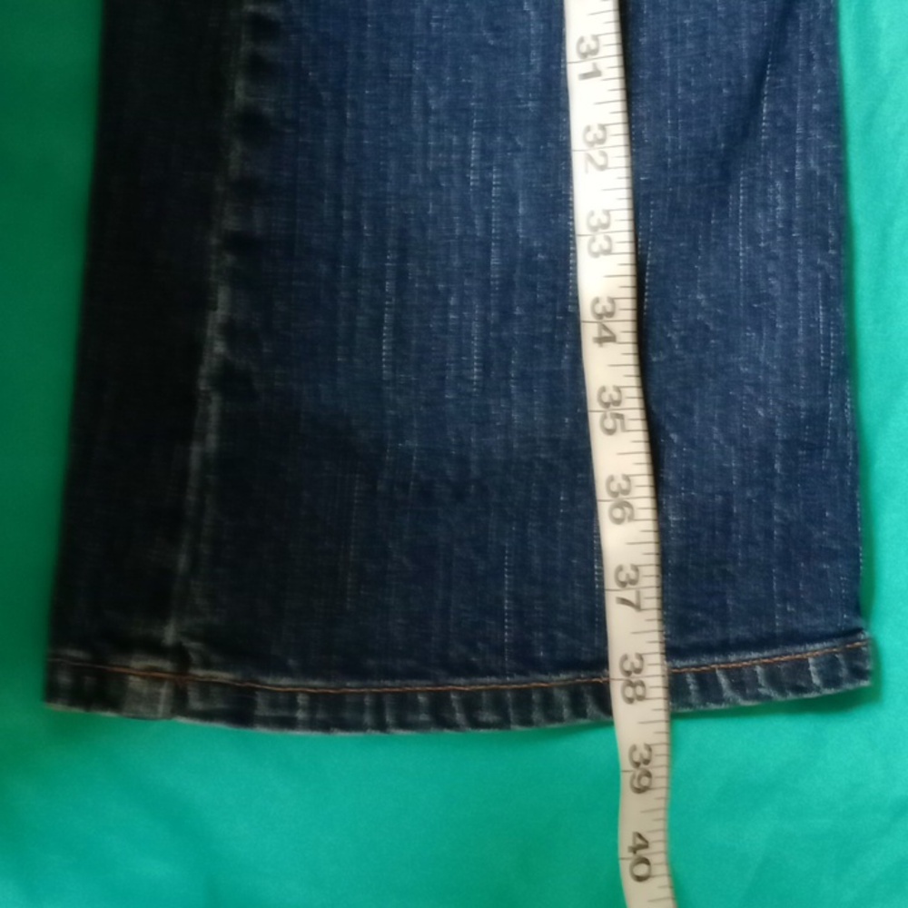 B Street Blue Bootcut Jeans w/ Brown Floral Lace Detail | Size 8 - Picture 11 of 16